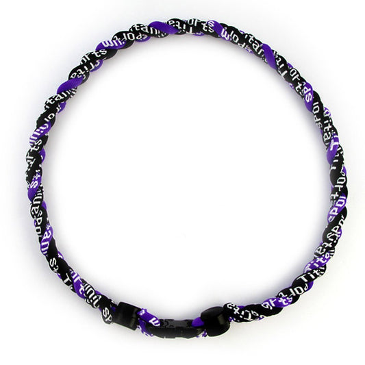 Braided Rope Tornado Necklace – Two-Color Sport Style (18", Black/Purple)