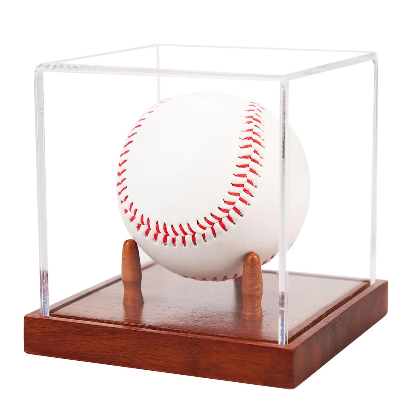 Baseball Display Case Clear Acrylic Cube Baseball Holder with Wooden Base