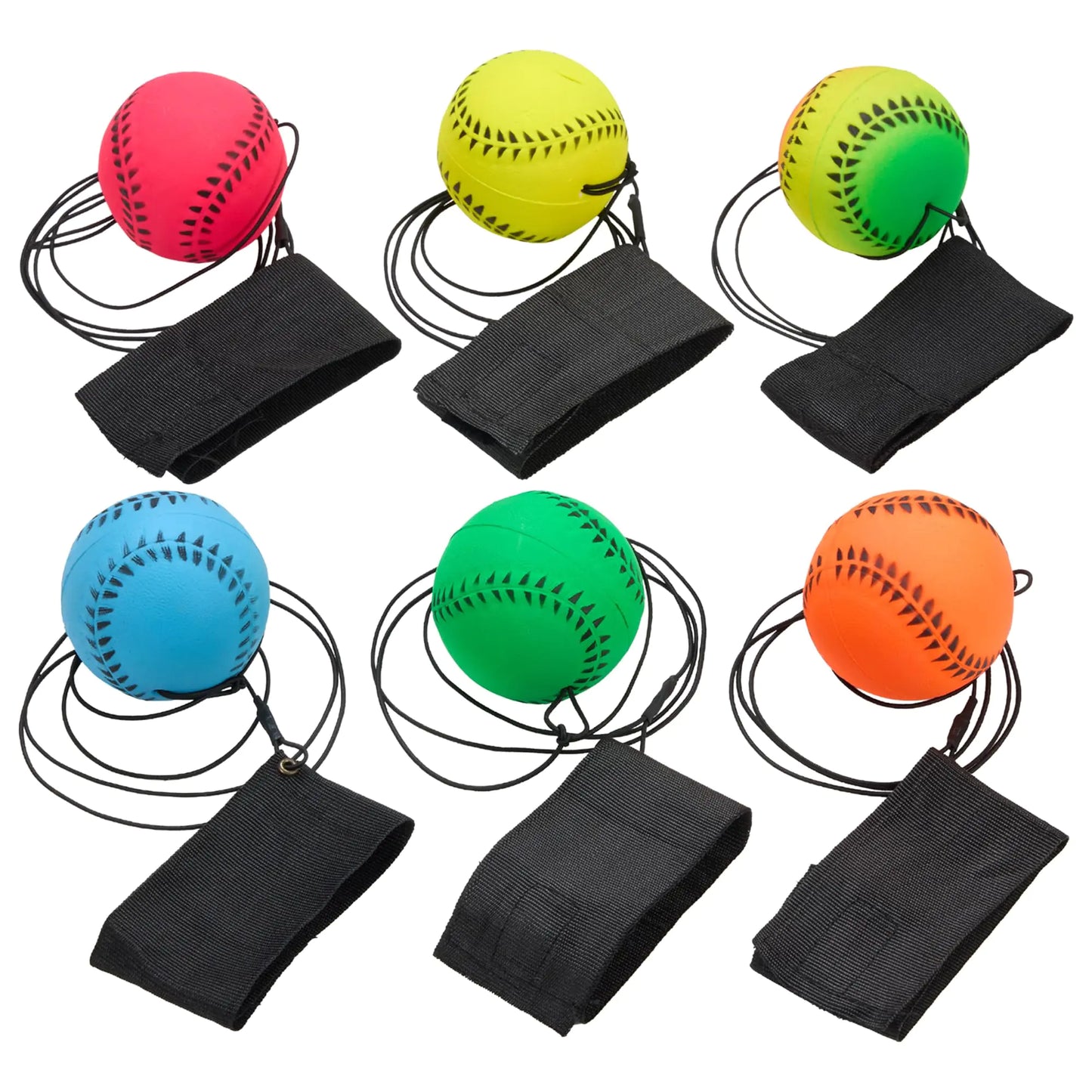 Wrist Baseballs 6-Pack - Neon Reactive Practice Balls for Kids