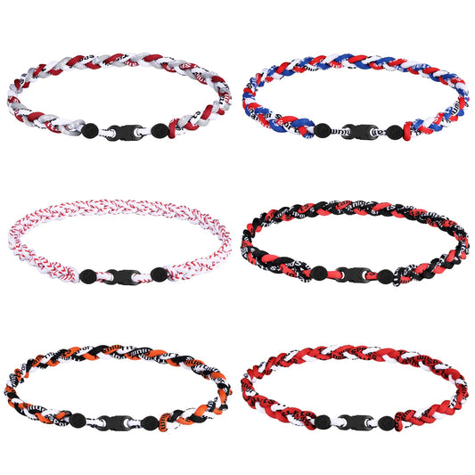 Baseball Rope Necklaces 6-Pack – Braided Titanium Tornado Necklaces, Assorted Colors