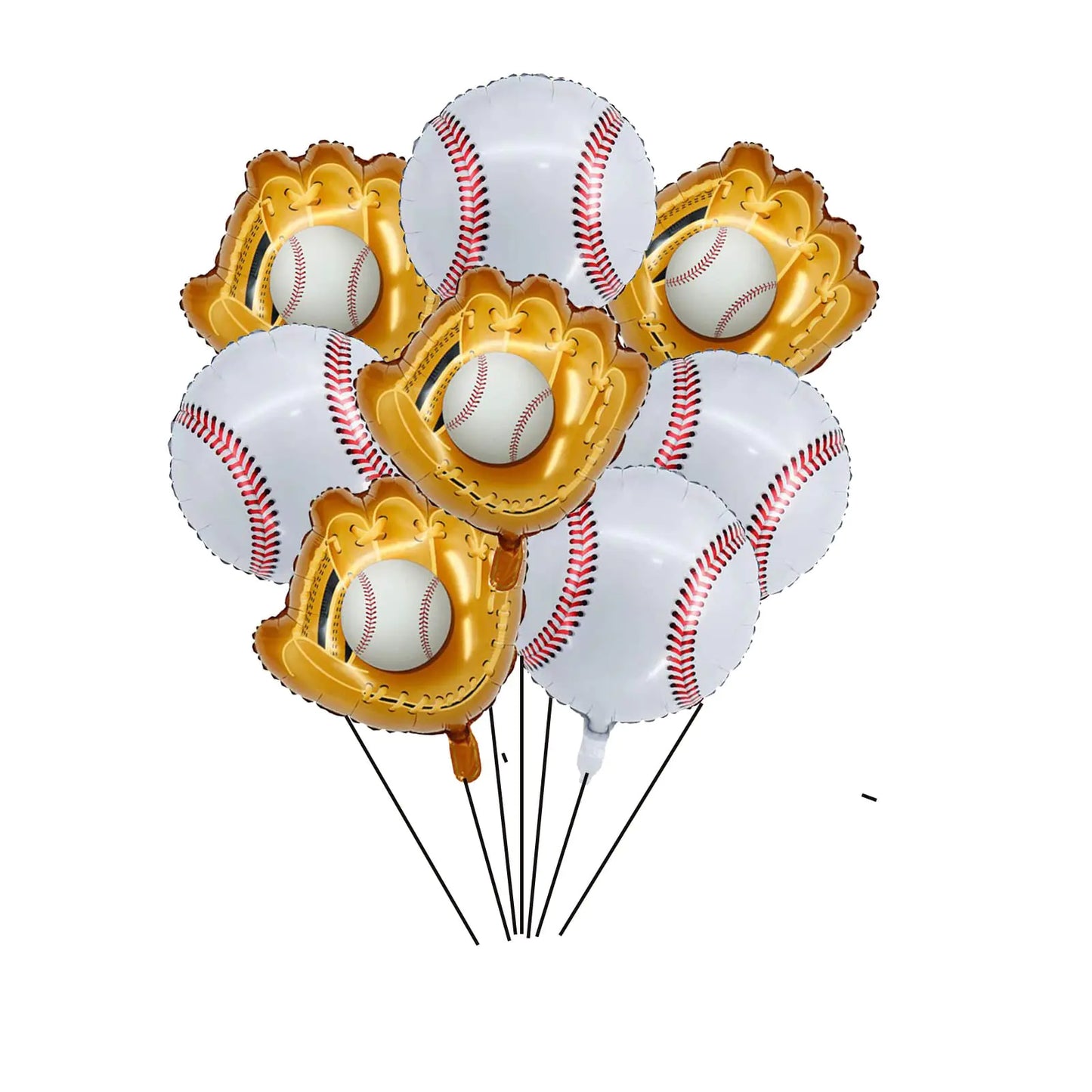 Baseball Balloons 8-Pack - 20 Inch Baseball & Glove Mylar Balloons