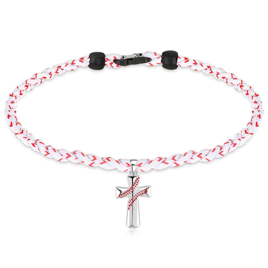 Baseball Cross Necklace – Titanium & Stainless Steel Pendant (20")