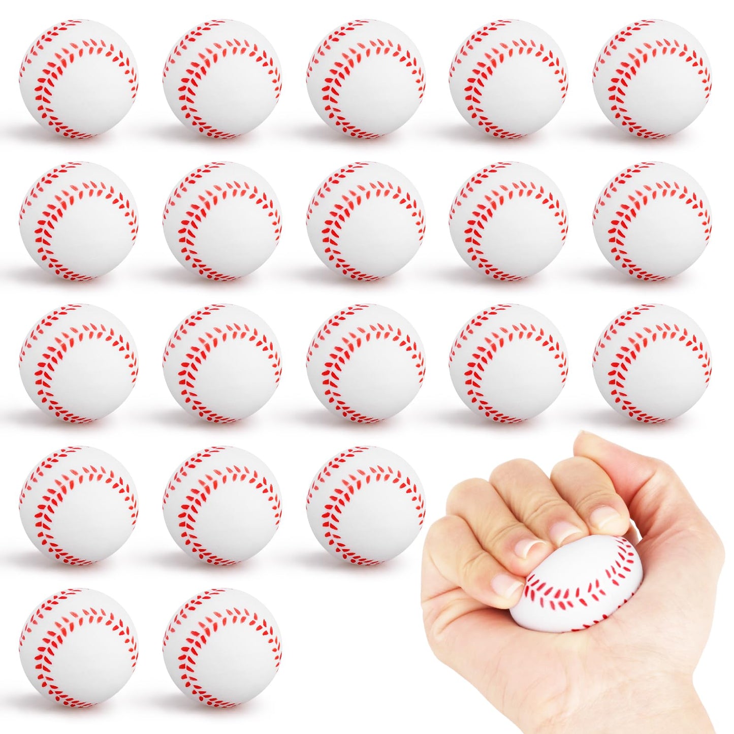 20-Pack Mini Baseball Stress Balls – Baseball Party Favors for Kids & Adults