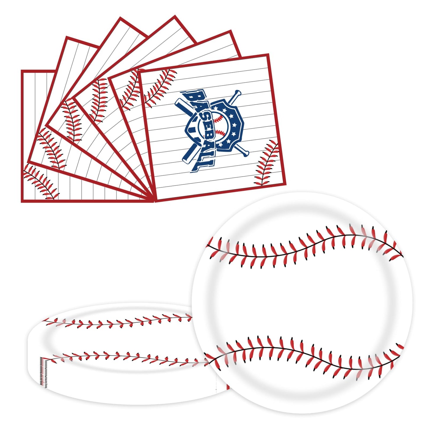 Baseball Party Plates & Napkins – 50 Piece Set