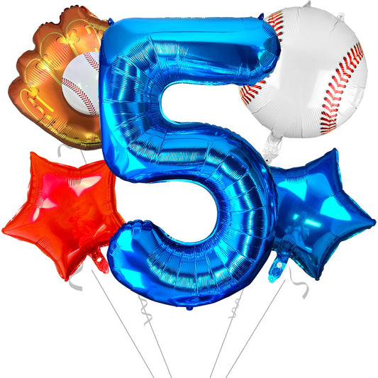 Baseball 5th Birthday Balloon Set – Glove, Foil & Star Balloons