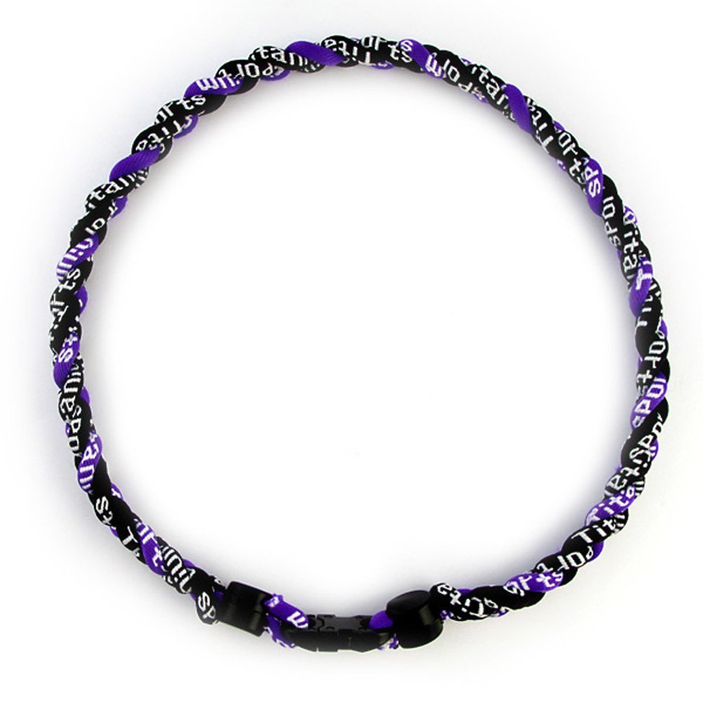 Braided Rope Tornado Necklace – Two-Color Sport Style (18", Black/Purple)
