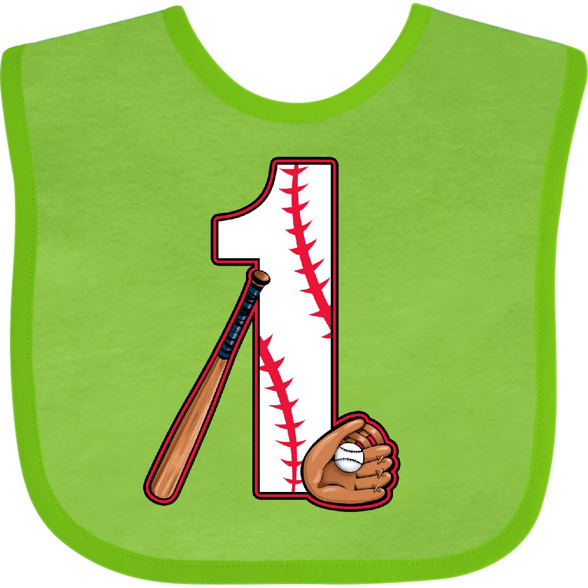 inktastic Baseball First Birthday- 1 Year Old Baby Bib Apple Green 2caf0