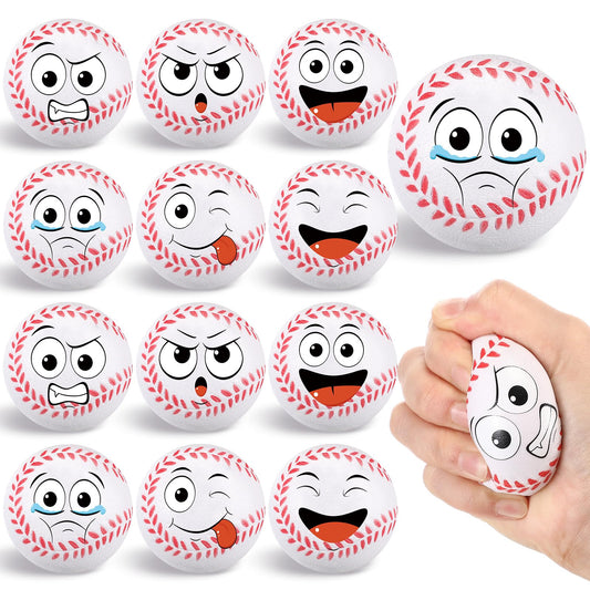 Baseball Stress Balls – 12 Pack Mini Face Squeeze Balls
