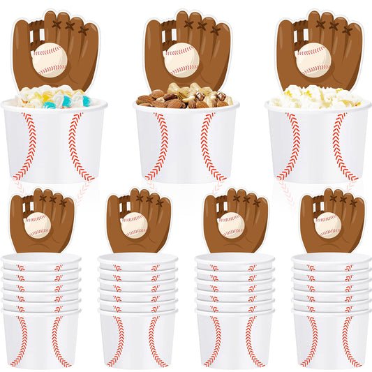 Baseball Paper Bowls & Thank You Cards – 24 Set Party Favors
