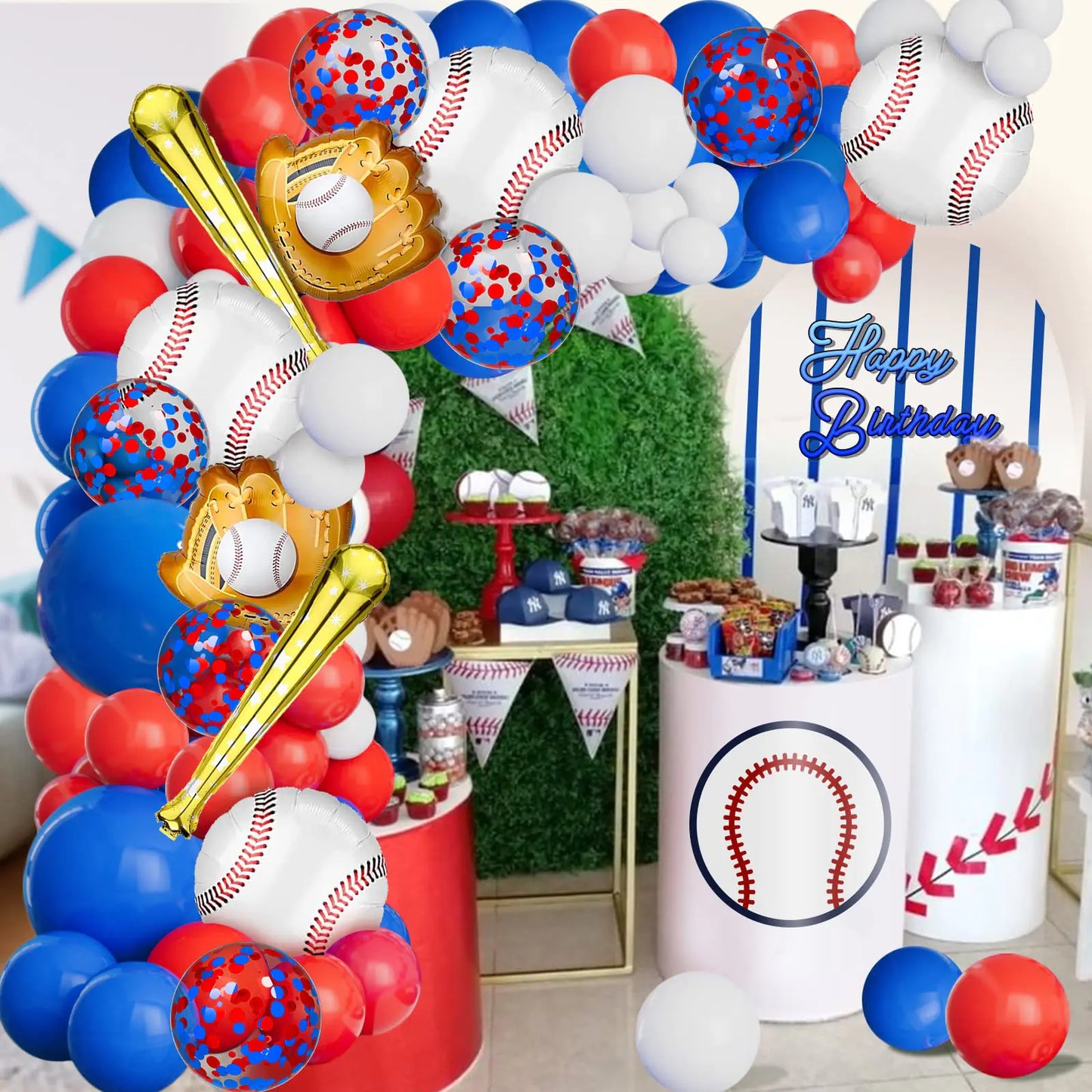 Baseball Balloon Garland Arch Kit - 113 Piece Party Decoration Set