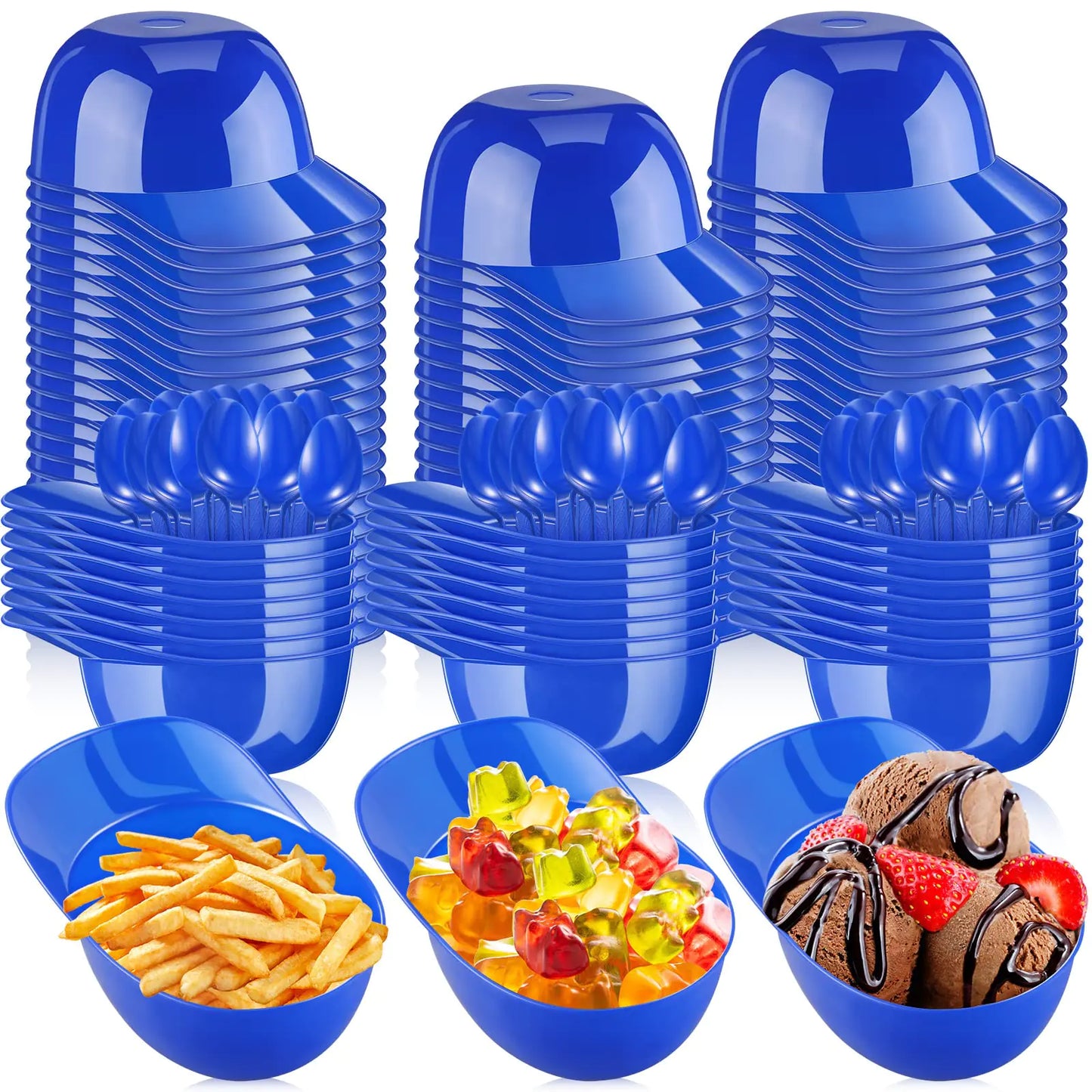 Baseball Helmet Ice Cream Bowls - 50 Sets with Spoons