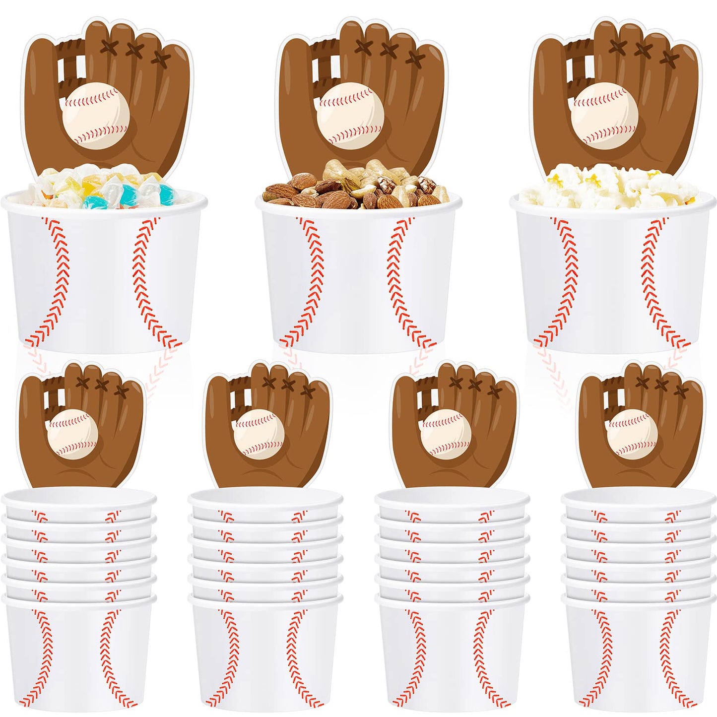 Baseball Paper Bowls & Thank You Cards – 24 Set Party Favors