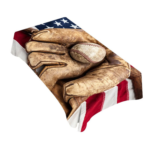 American Flag Baseball Tablecloth – 60x84 Inch Rectangular
