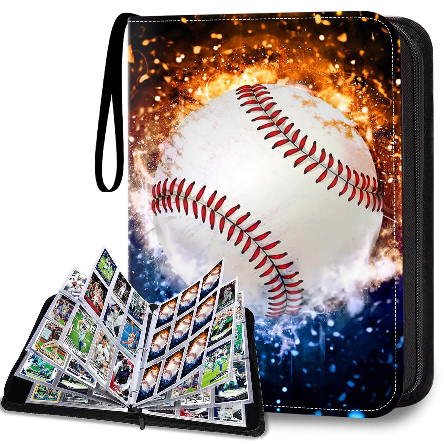 HESPLUS 900 Pockets Baseball Card Binder Baseball Trading Cards Display Case with Baseball Card Sleeves Card Holder Protectors Set for Baseball Cards Sports Cards Game Cards Collector Album