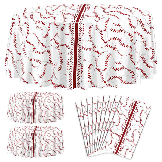 Baseball Party Tablecloths – 9 Pack Disposable 84 Inch