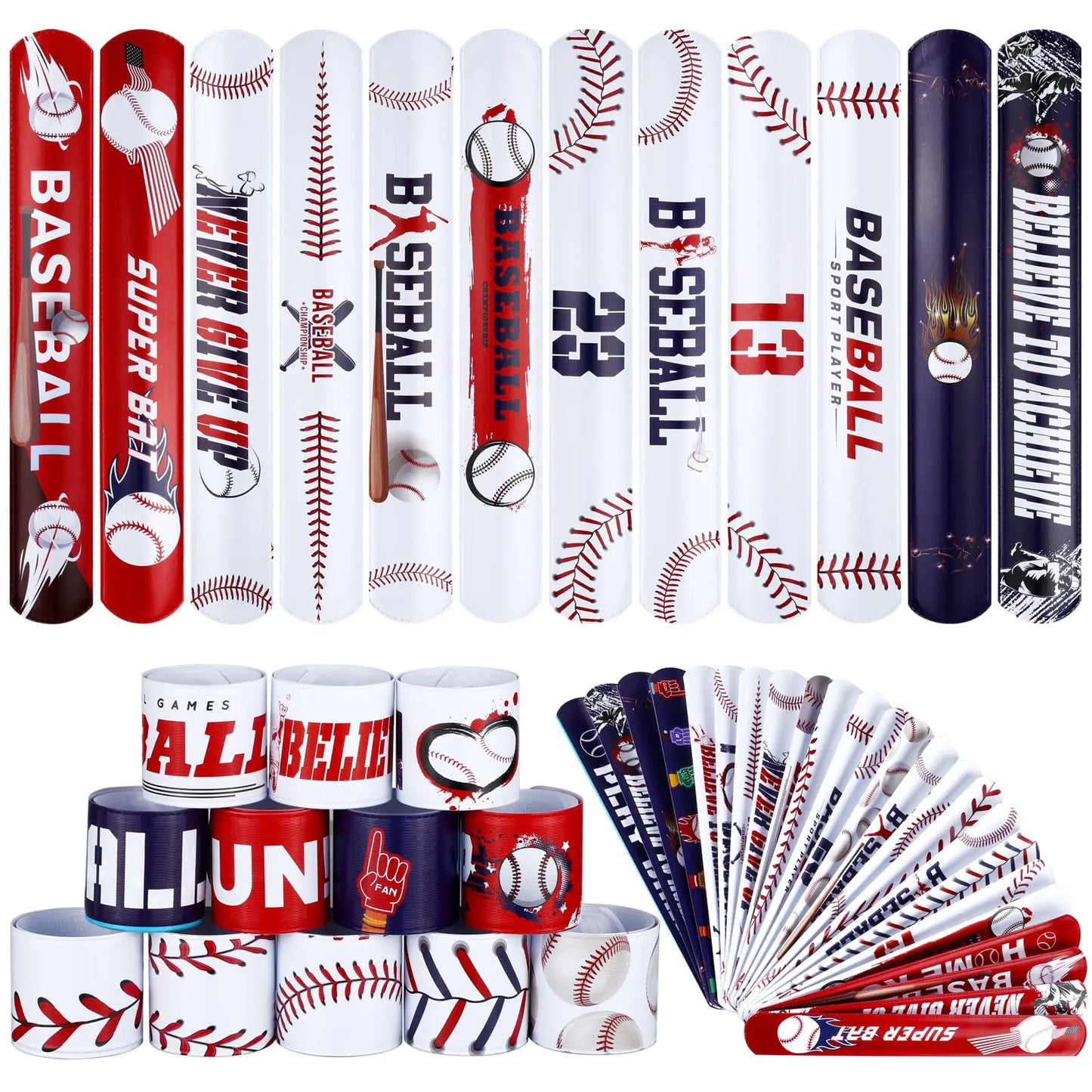 Baseball Snap Bracelets - 48 Pack Party Favors for Kids