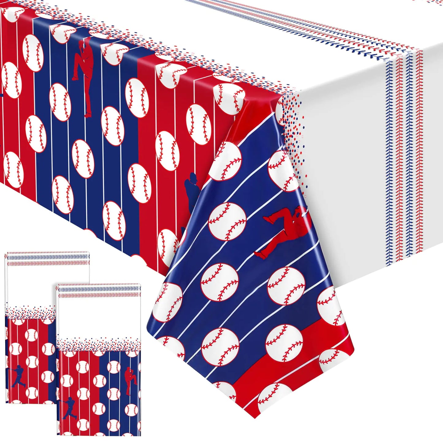 Baseball Tablecloth - Waterproof Plastic Table Cover for Party